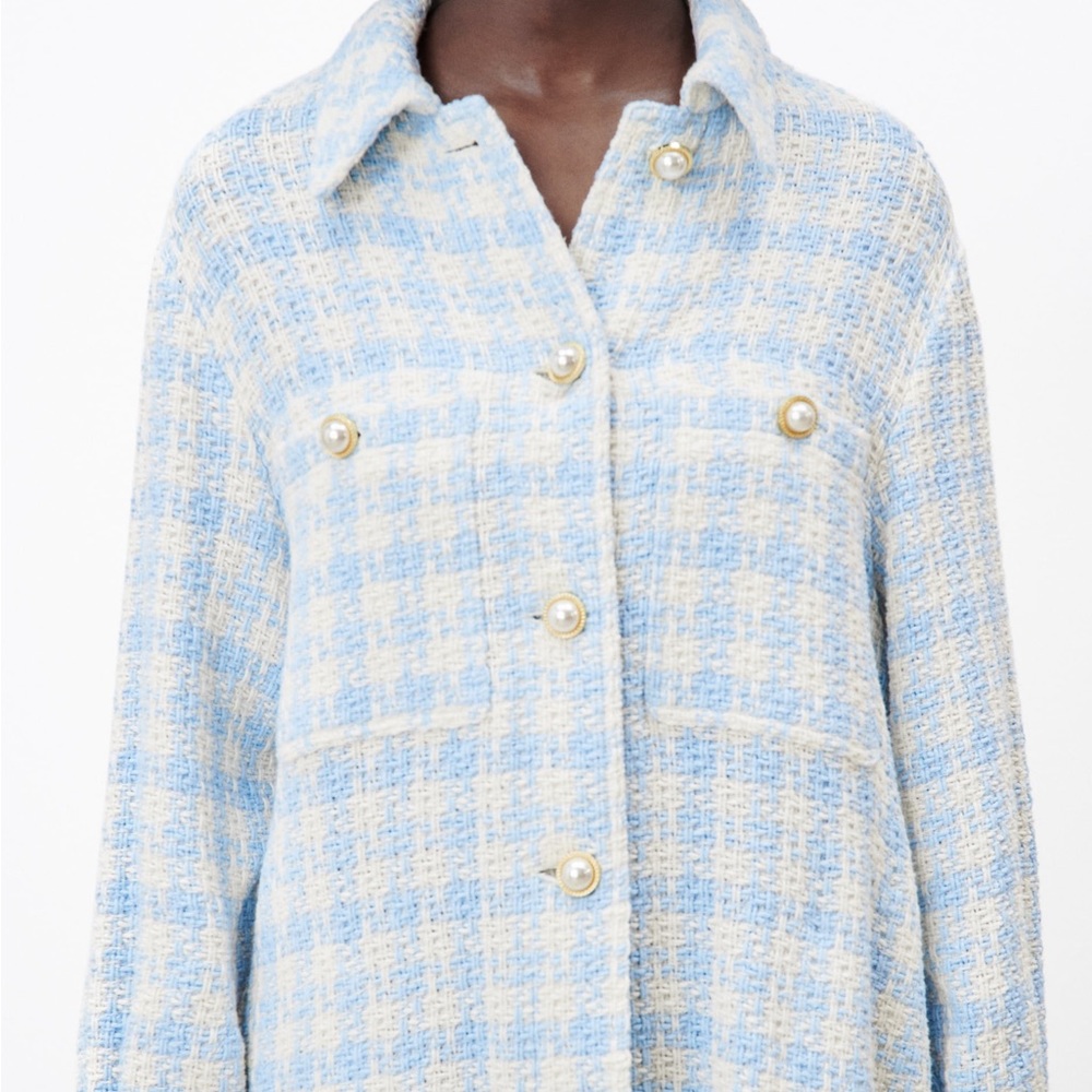 Zara Houndstooth Tweed Shacket